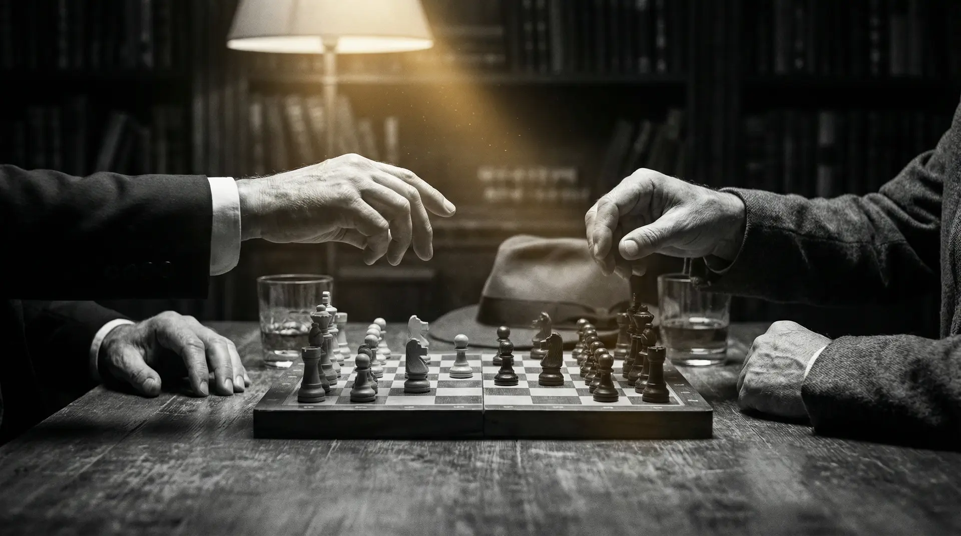 企鹅冰海大战 艺术探索系列 - 非线性叙事，棋盘上的对弈象征命运的交错
